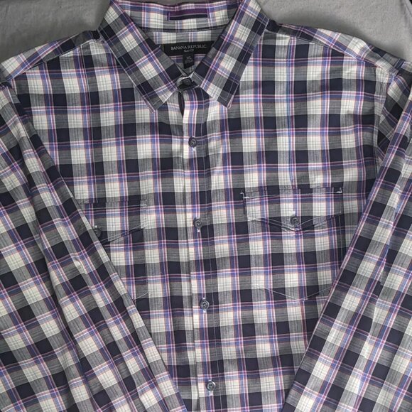 Lot of 5 Men’s XL Dress Shirts – Banana Republic & Express Plaid | Pre-Owned - Picture 3 of 6